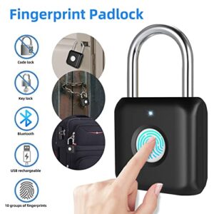 Fingerprint Padlock, Dhiedas Smart Bluetooth Padlock, Biometric Combination Fingerprint Padlock, USB Rechargeable, Ideal For Gym, Luggage, Office, Suitcase, Office, Hasp Cabinet (APP & Fingerprint) - Hortense Travel