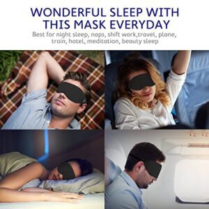 Mavogel Cotton Sleep Mask - Updated Design Light Blocking Sleep Mask, Soft And Comfortable Eye Blindfold For Men Women, Eye Mask For Sleeping/Travel/Shift Work, Includes Travel Pouch, Grey & Black - Hortense Travel