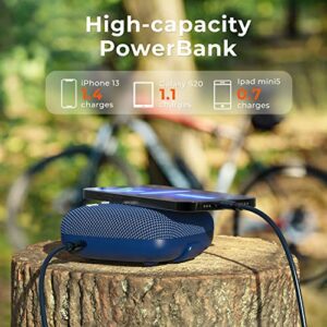Tribit StormBox Micro 2 Portable Speaker: 90dB Loud Sound Deep Bass IP67 Waterproof Small Speaker Built-in Strap, 12H Long Battery Powerbank For Outdoor Camping Biking, 120ft Range (Pure Blue) - Hortense Travel