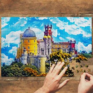 Portugal Jigsaw Puzzle 1000 Piece Portugal Park And National Palace Of Pena Sintra Puzzle Travel Souvenir Wooden - Hortense Travel
